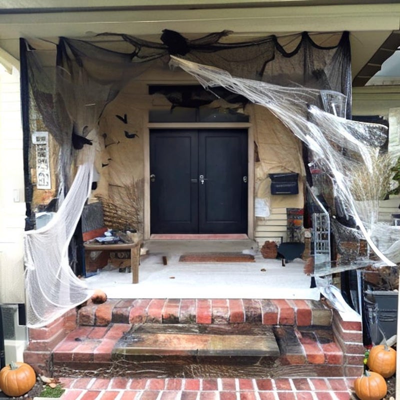 Gardeningwill Pack of 8 Black Creepy Scary Gauze Cloth Doorways for Walls Entryways Halloween 30"x84" with Spiders White Webs - Image 5